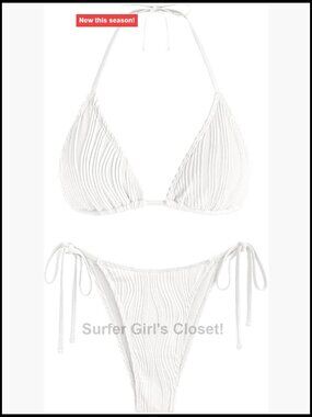 Textured Halter Bikini Set 2pc High Cut Padded Swimwear